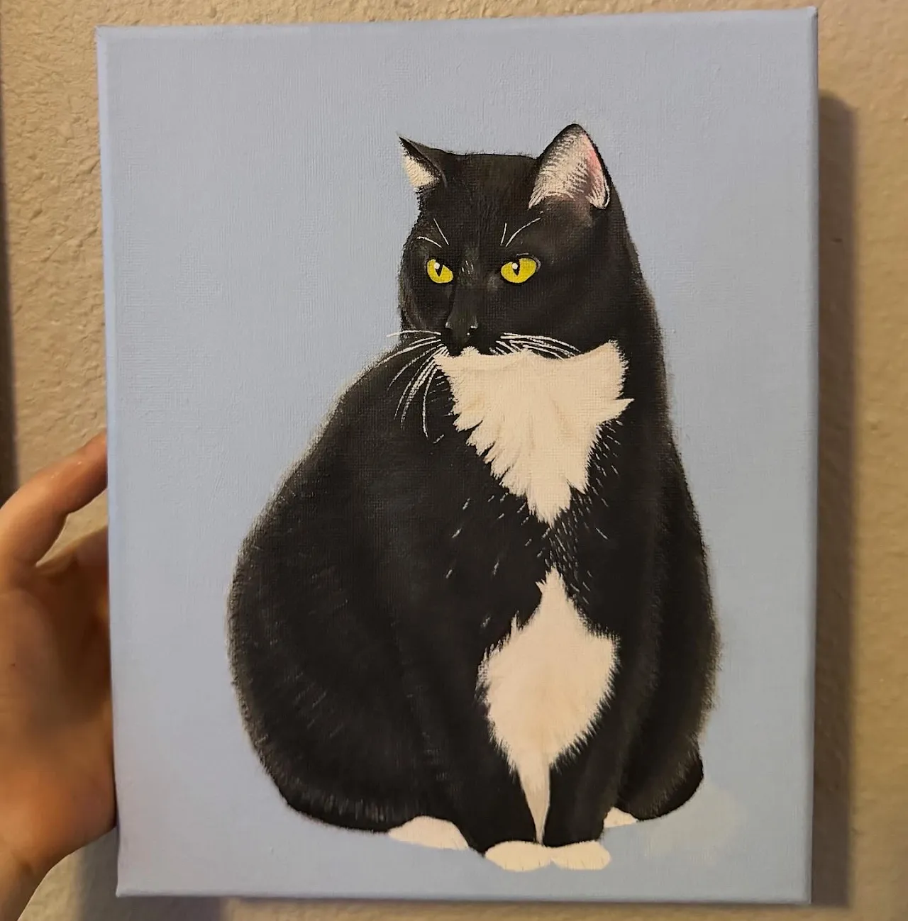 Painting of Fat Tuxedo Cat