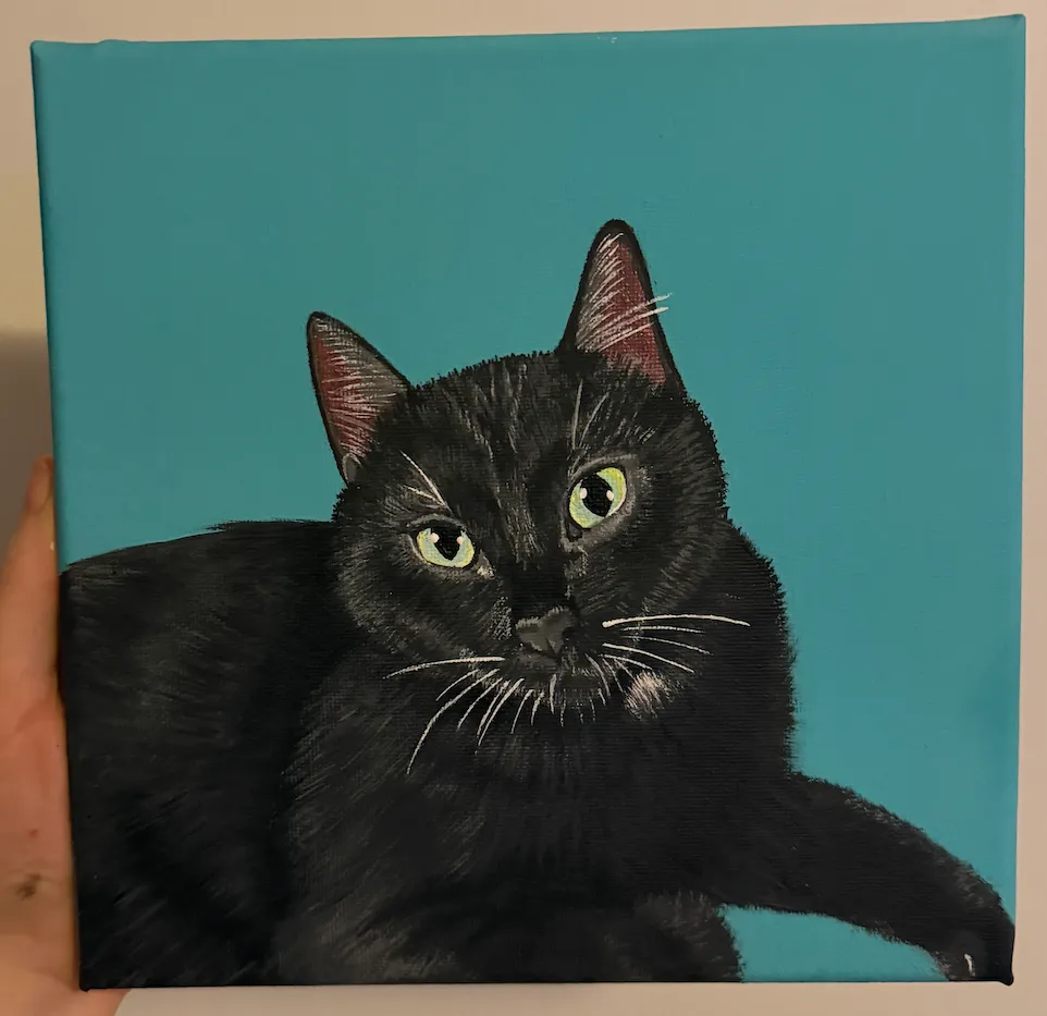 Painting of Black Cat